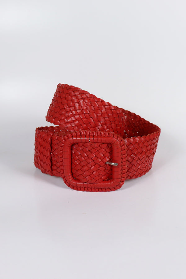 Hitchley & Harrow Red Leather Plaited Belt