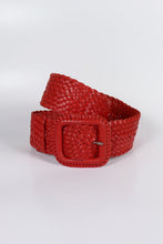 Hitchley & Harrow Red Leather Plaited Belt