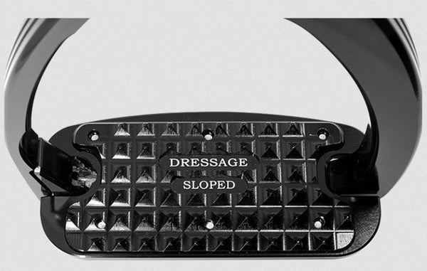 Tech Stirrup Irons Venice Dressage Sloped Safety Stirrups Black & Black-HORSE: Stirrup Irons-Ascot Saddlery