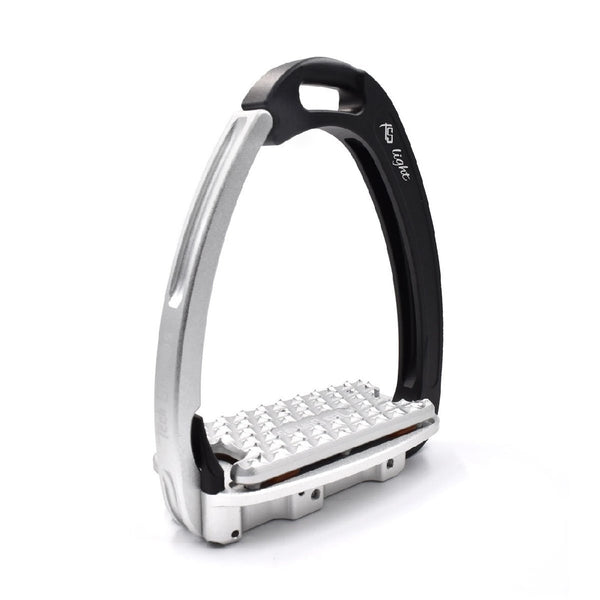 Tech Stirrup Irons Venice Sloped Evo Safety Stirrups Black & Silver-HORSE: Stirrup Irons-Ascot Saddlery