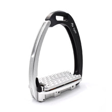 Tech Stirrup Irons Venice Sloped Evo Safety Stirrups Black & Silver-HORSE: Stirrup Irons-Ascot Saddlery