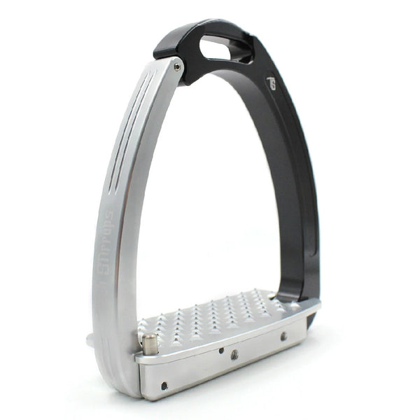 Tech Stirrup Irons Venice Young Evo Safety Stirrups Black & Silver-HORSE: Stirrup Irons-Ascot Saddlery