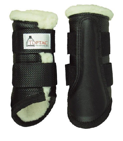 Toptac Fleece Tendon Boots Black-HORSE: Horse Boots-Ascot Saddlery