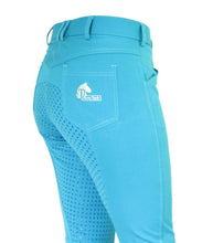 Women's Horse Riding Breeches - Turquoise Micro Woven Cotton Blend