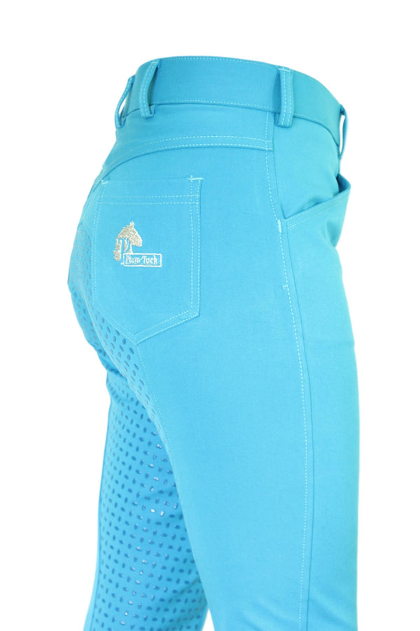 Women's Horse Riding Breeches - Turquoise Micro Woven Cotton Blend