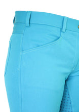 Women's Horse Riding Breeches - Turquoise Micro Woven Cotton Blend
