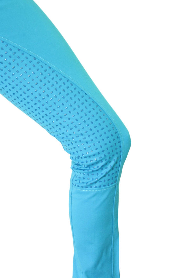 Women's Horse Riding Breeches - Turquoise Micro Woven Cotton Blend