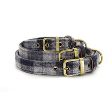 Tweedmill Tweed Dog Collar Navy Check-Dog Collars & Leads-Ascot Saddlery