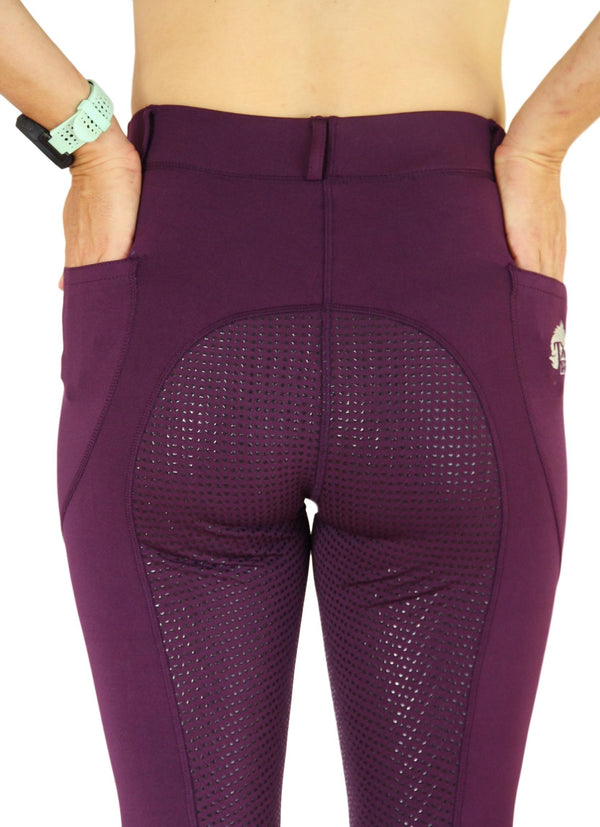Silicone Seat Horse Riding Tights In Wine Color