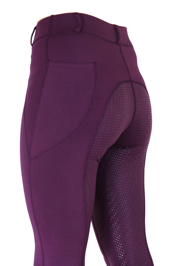 Silicone Seat Horse Riding Tights In Wine Color
