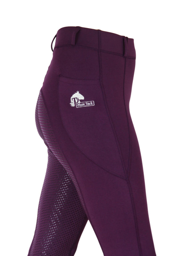 Silicone Seat Horse Riding Tights In Wine Color