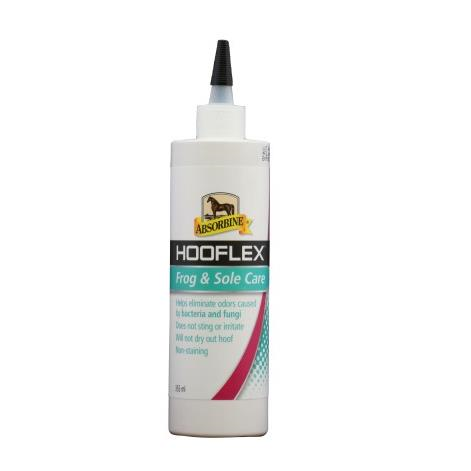 A bottle of Absorbine Hooflex Frog & Sole Care standing upright against a white background.