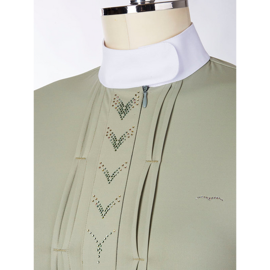 Animo equestrian shirt with rhinestone accents and zipper detail.