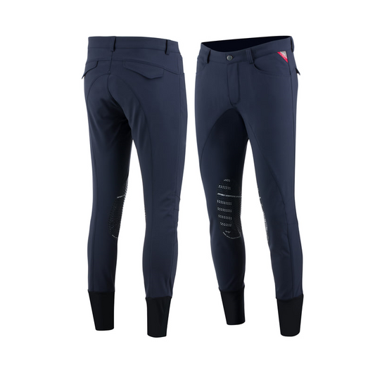Animo brand riding breeches, navy blue, front and back view.