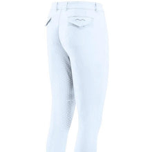 Animo brand white equestrian breeches with grip-patterned inner leg.