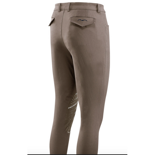 Animo brand brown riding breeches with decorative knee patches.