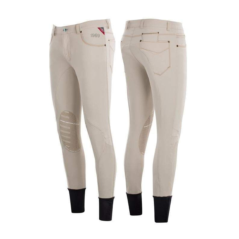 Animo beige breeches with grip knee patches and ankle cuffs.