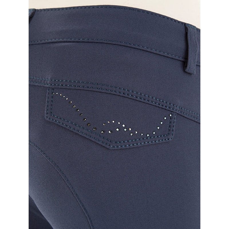 Animo brand riding breeches with embellished pocket design, close-up view.