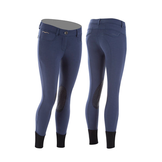 Animo brand blue riding breeches, front and back view.