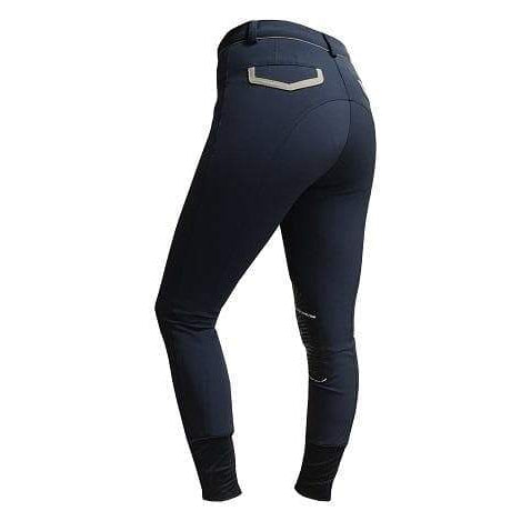 Animo brand women's riding breeches in solid navy color.
