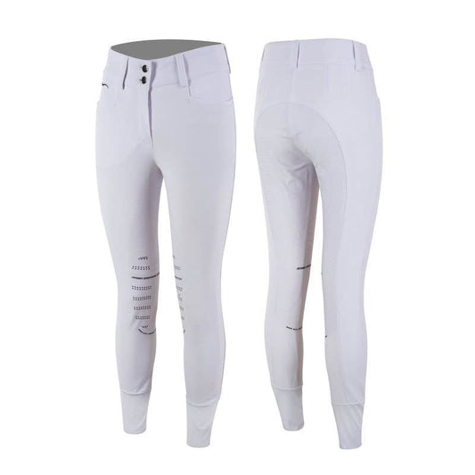 Animo brand white riding breeches front and back view.