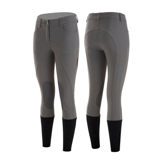 Animo brand gray equestrian riding breeches, front and back views.