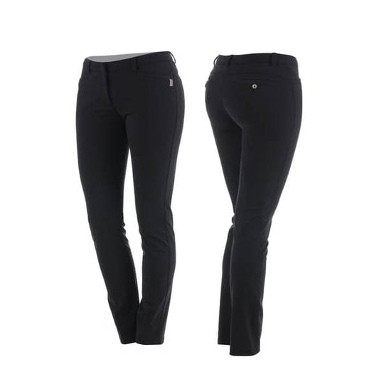 Animo brand black riding breeches front and back view.
