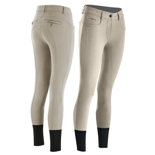 Animo brand beige equestrian riding breeches with grip pattern.