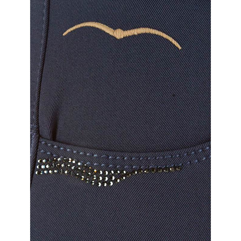 Animo brand pocket with sequins on navy blue riding breeches.