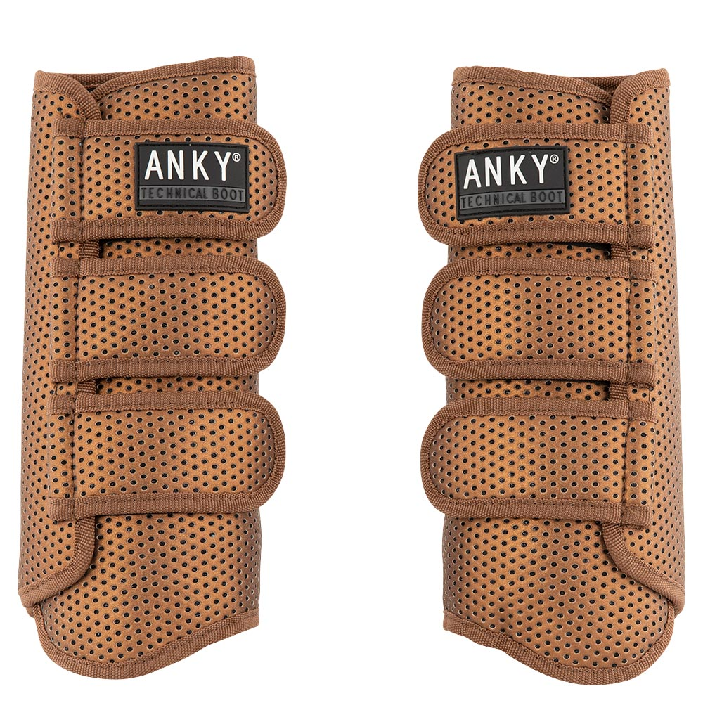ANKY technical horse boots, brown, perforated, velcro straps, pair.
