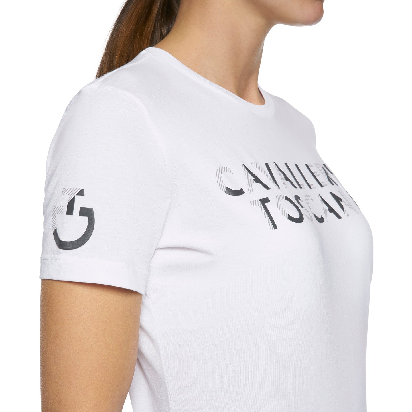 Cavalleria Toscana Ladies Embossed T-Shirt-Trailrace Equestrian Outfitters-The Equestrian
