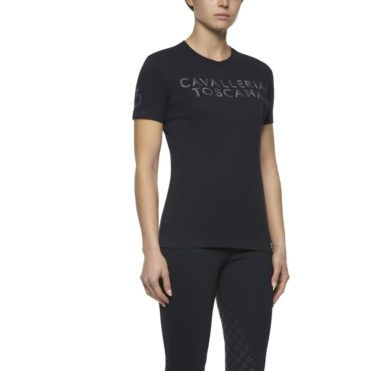 Cavalleria Toscana Ladies Embossed T-Shirt-Trailrace Equestrian Outfitters-The Equestrian