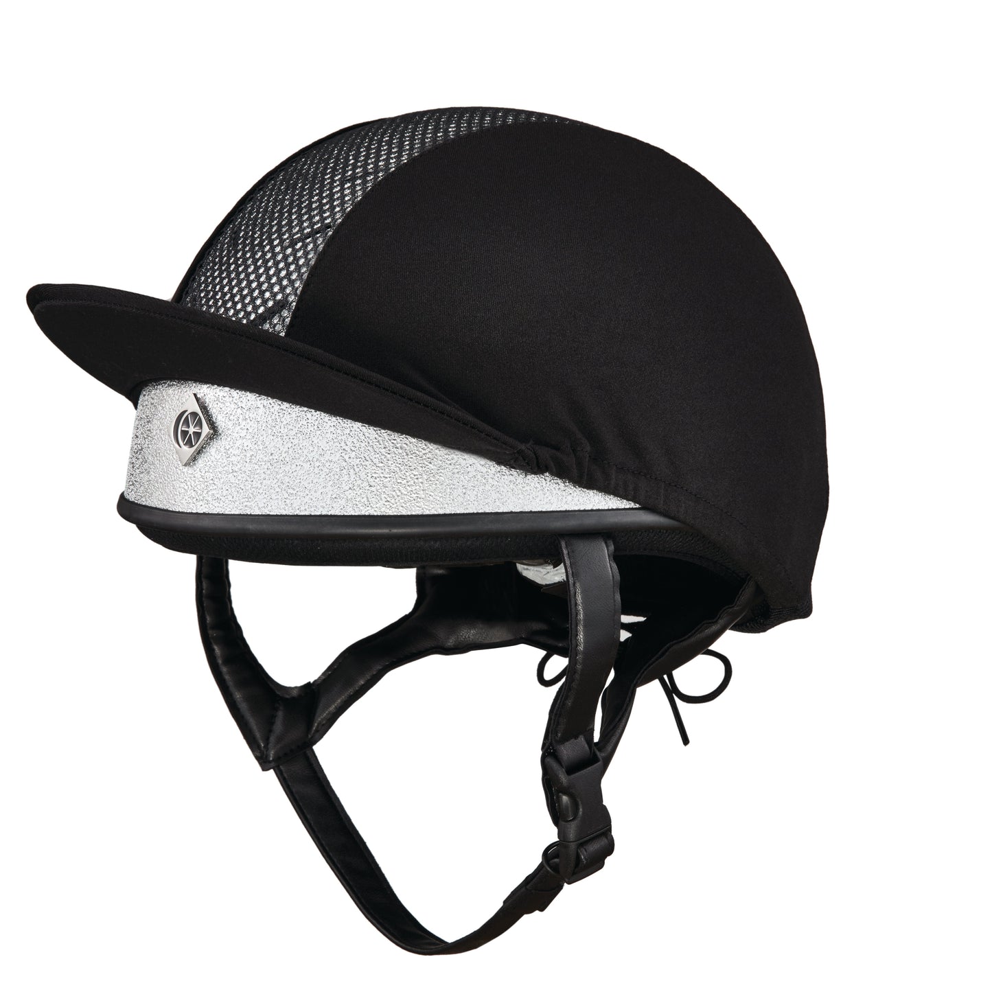 Black and silver KEP equestrian riding helmet with mesh detail.