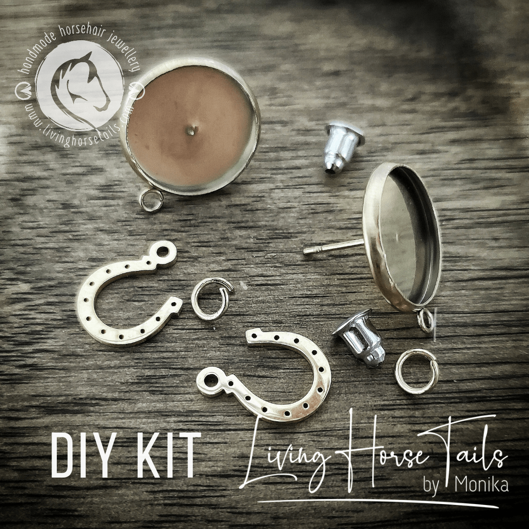 DIY Kit to make your own Stainless Steel Gold Horsehair Earrings.-Living Horse Tales Jewellery By Monika-The Equestrian