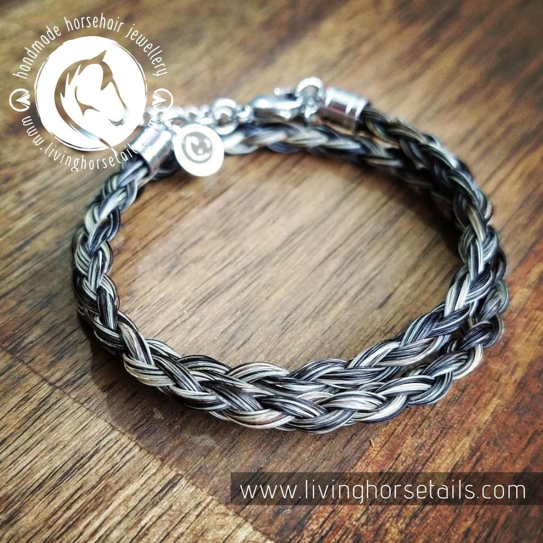Double Wrap Stainless Steel Braided Horse Hair Bracelet-Living Horse Tales Jewellery By Monika-The Equestrian
