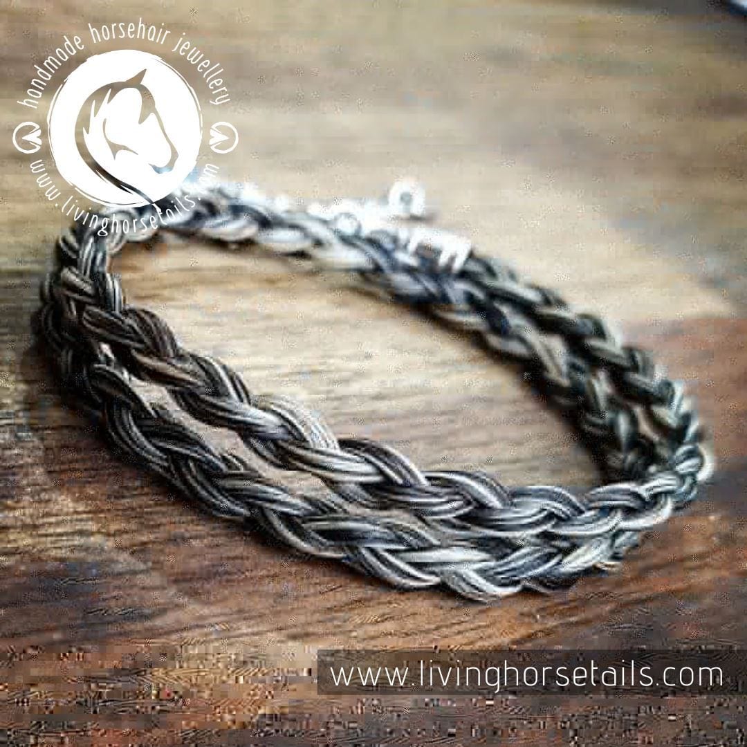 Double Wrap Stainless Steel Braided Horse Hair Bracelet-Living Horse Tales Jewellery By Monika-The Equestrian