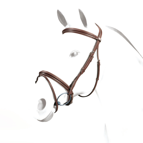Equipe bridle with brown leather and stainless steel bits.