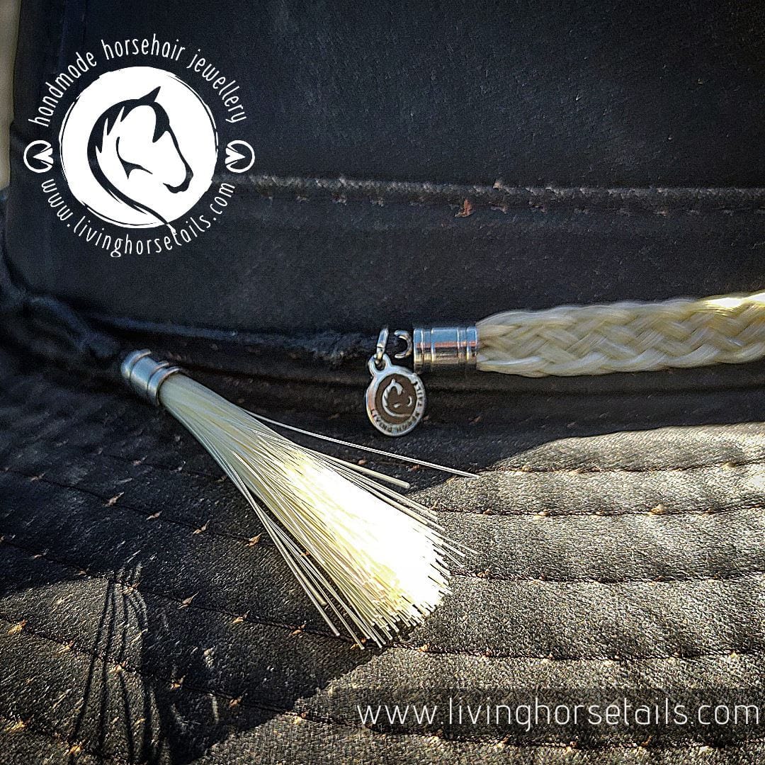 Horsehair Braided Hatband with Tassles and Adjustable Waxed Cord Slider-Living Horse Tales Jewellery By Monika-The Equestrian
