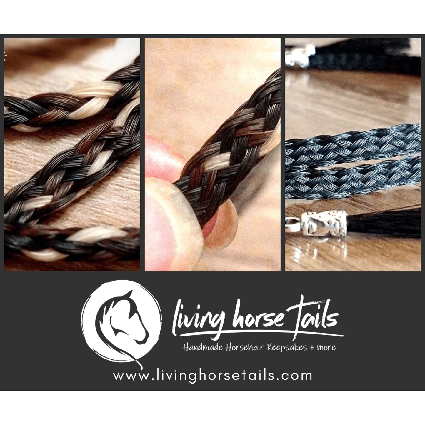 Horsehair Braided Hatband with Tassles and Adjustable Waxed Cord Slider-Living Horse Tales Jewellery By Monika-The Equestrian