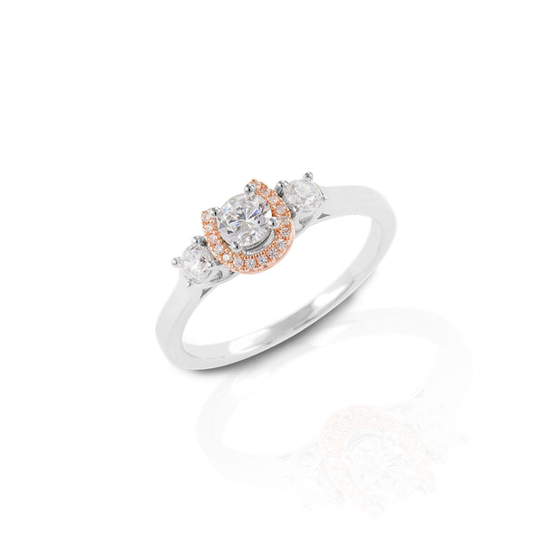 Kelly Herd 14k Gold Three Stone Horseshoe Ring in Small Rose Horse Jewellery