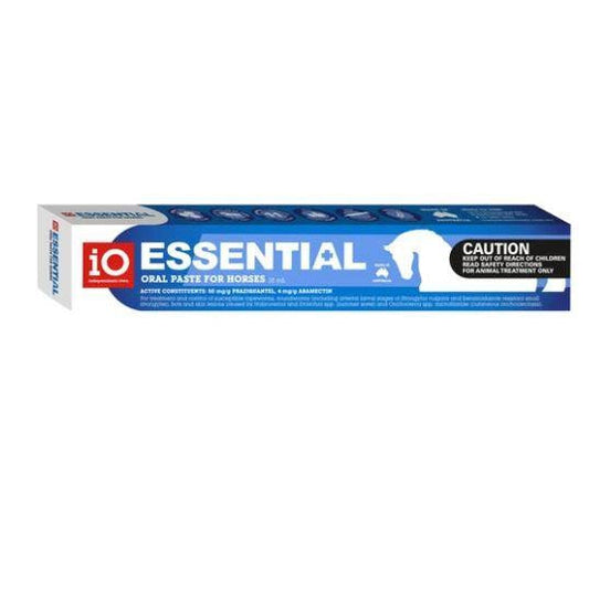 Box of iO Essential horse wormer oral paste for horses.