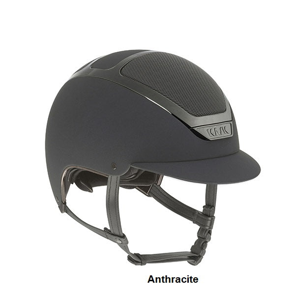 KASK brand anthracite horse riding helmet with front ventilation grid.