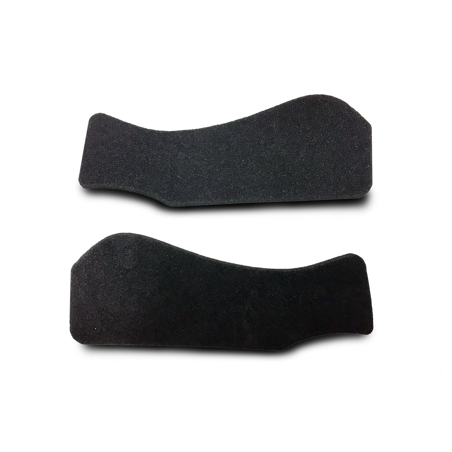 Two black KASK horse riding helmet padding pieces on white background.