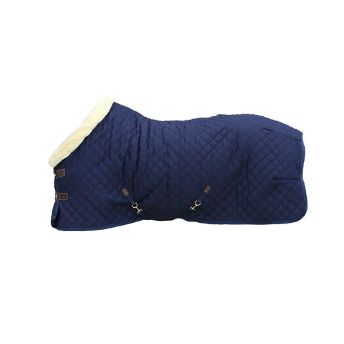 Kentucky brand quilted blue horse rug with fleece collar.