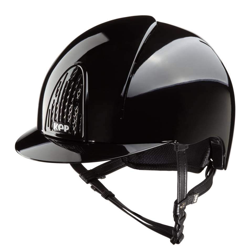 KEP brand black equestrian riding helmet with front ventilation grid.
