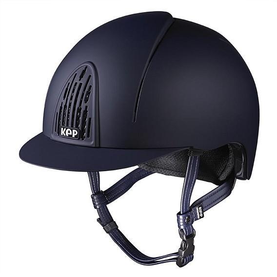 KEP brand equestrian helmet in matte black with ventilation grille.