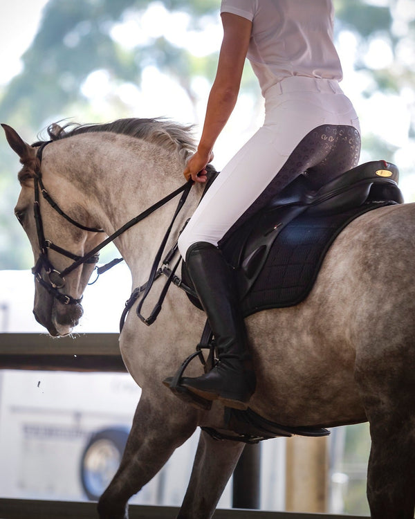 Women's Riding Wear Lauren White/Grey Seat Breeches for Horse Riding