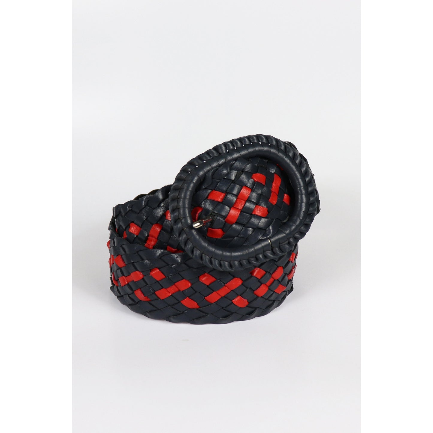 Black and red woven belts.