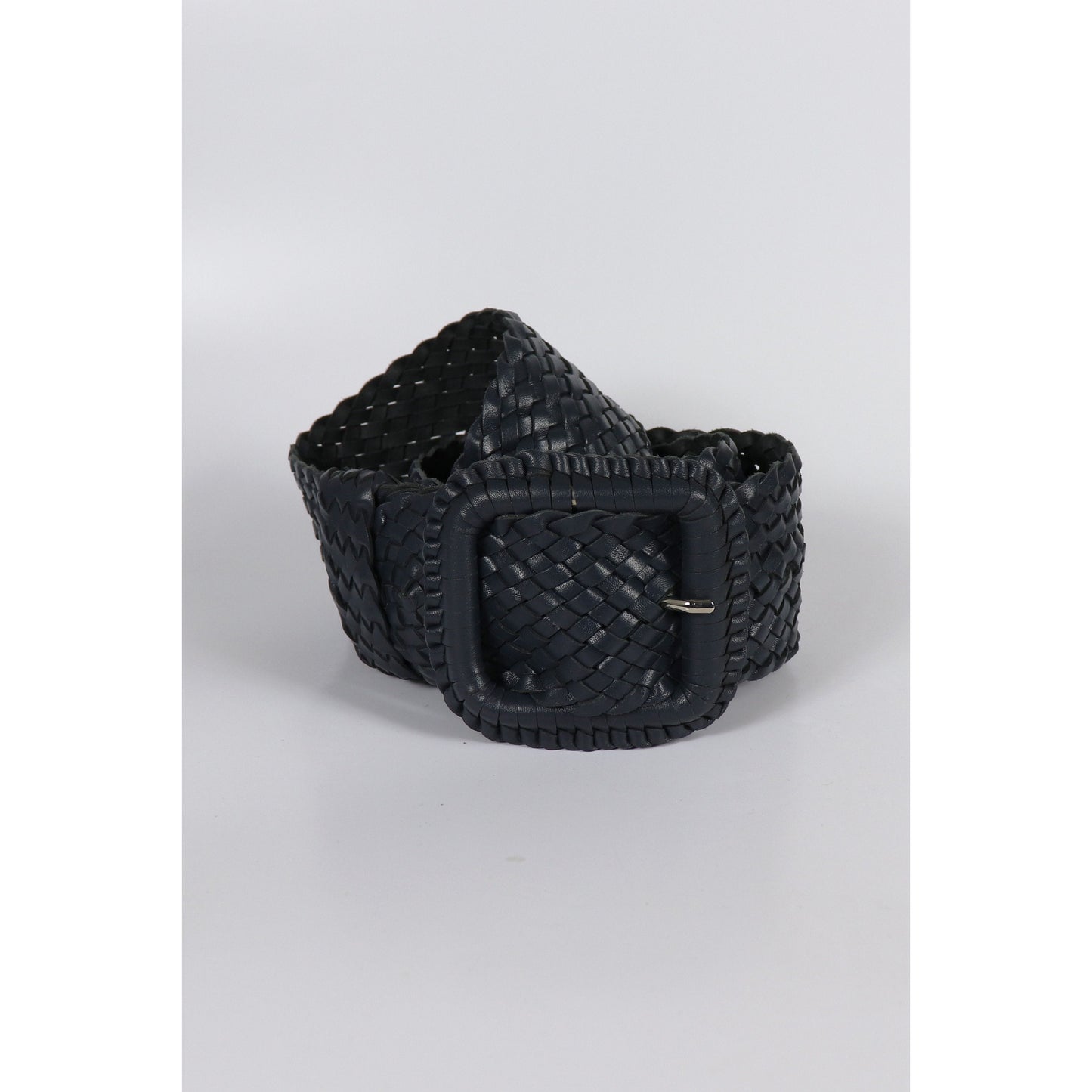 Black braided belt with buckle.