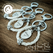 Living Horse Tails Always in my Heart Braided Bling Horsehair Key / Bag Clip Custom jewellery Monika Australia horsehair keepsake